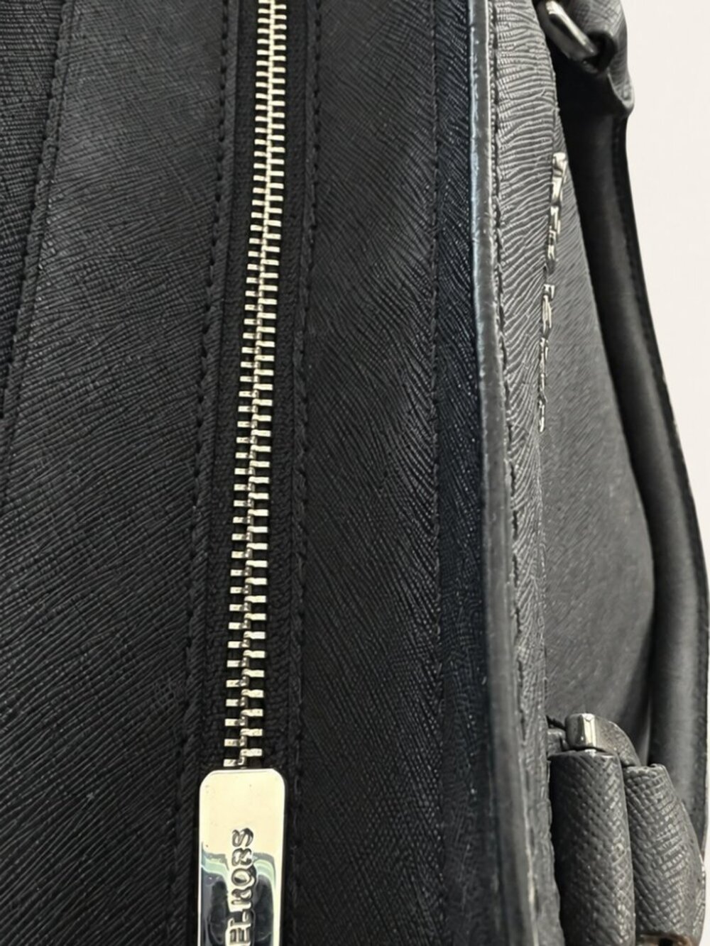 Michael Kors Black Textured Tote Satchel with MK Charm & Shoulder Strap - Picture 6 of 6